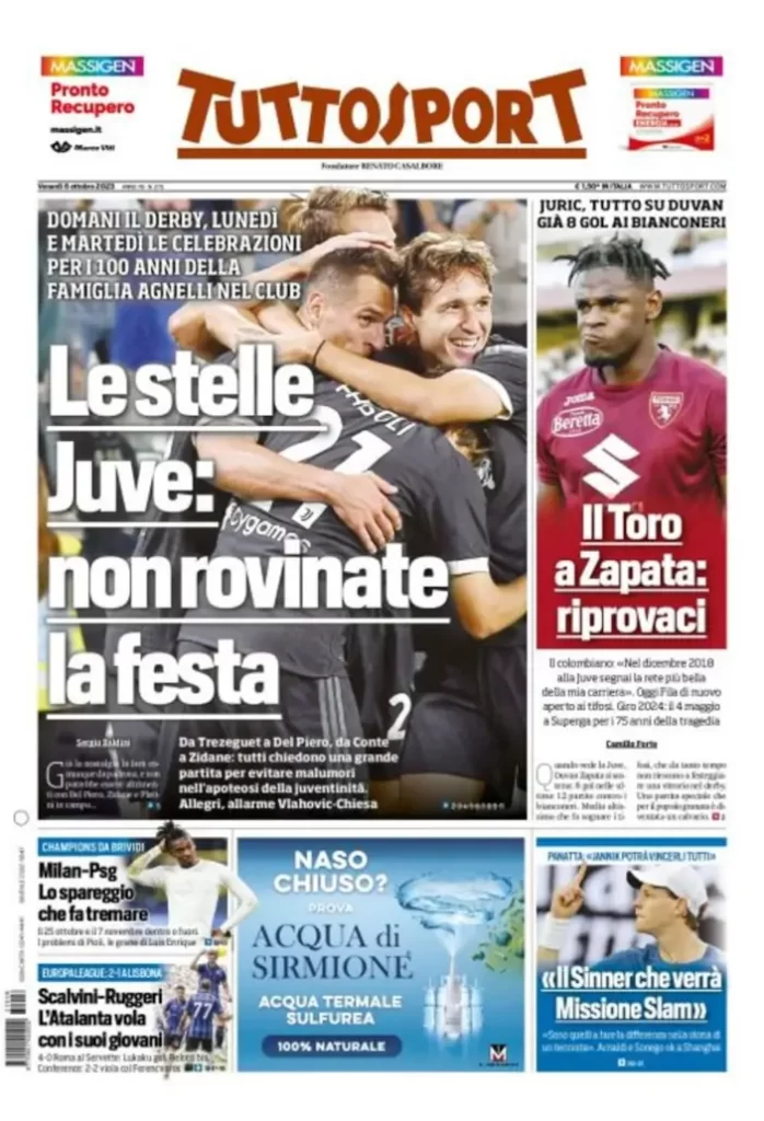 صحيفة توتو سبورت الإيطالية: "نجوم يوفنتوس لا تفسدو الحفل!"